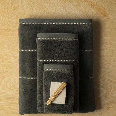  Qua Home Copper Penye Pamuk Banyo Havlusu Antrasit 90x150 cm