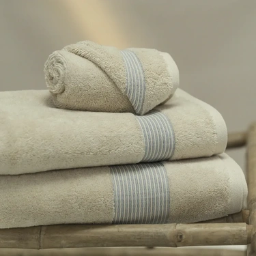  Qua Home Violette Penye Pamuk Banyo Havlusu Beyaz Bej 90x150 cm