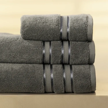  Qua Home Olite Penye Pamuk Banyo Havlusu Gri 90x150 cm