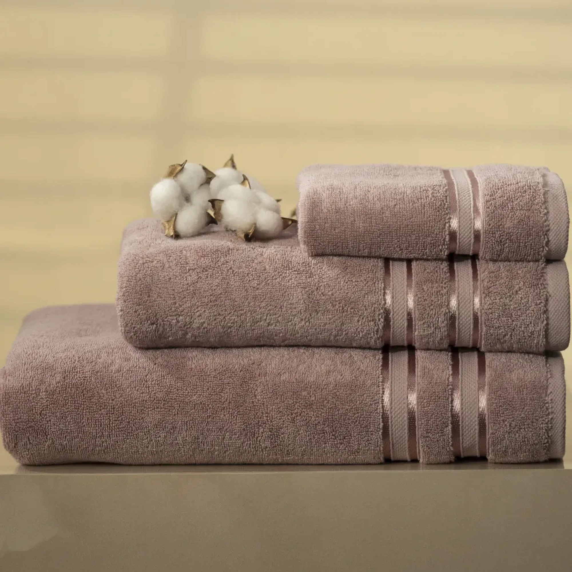 Qua Home Olite Penye Pamuk Banyo Havlusu Gül Kurusu 90x150 cm