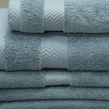  Qua Home Laure Penye Pamuk Banyo Havlusu Mavi 90x150 cm