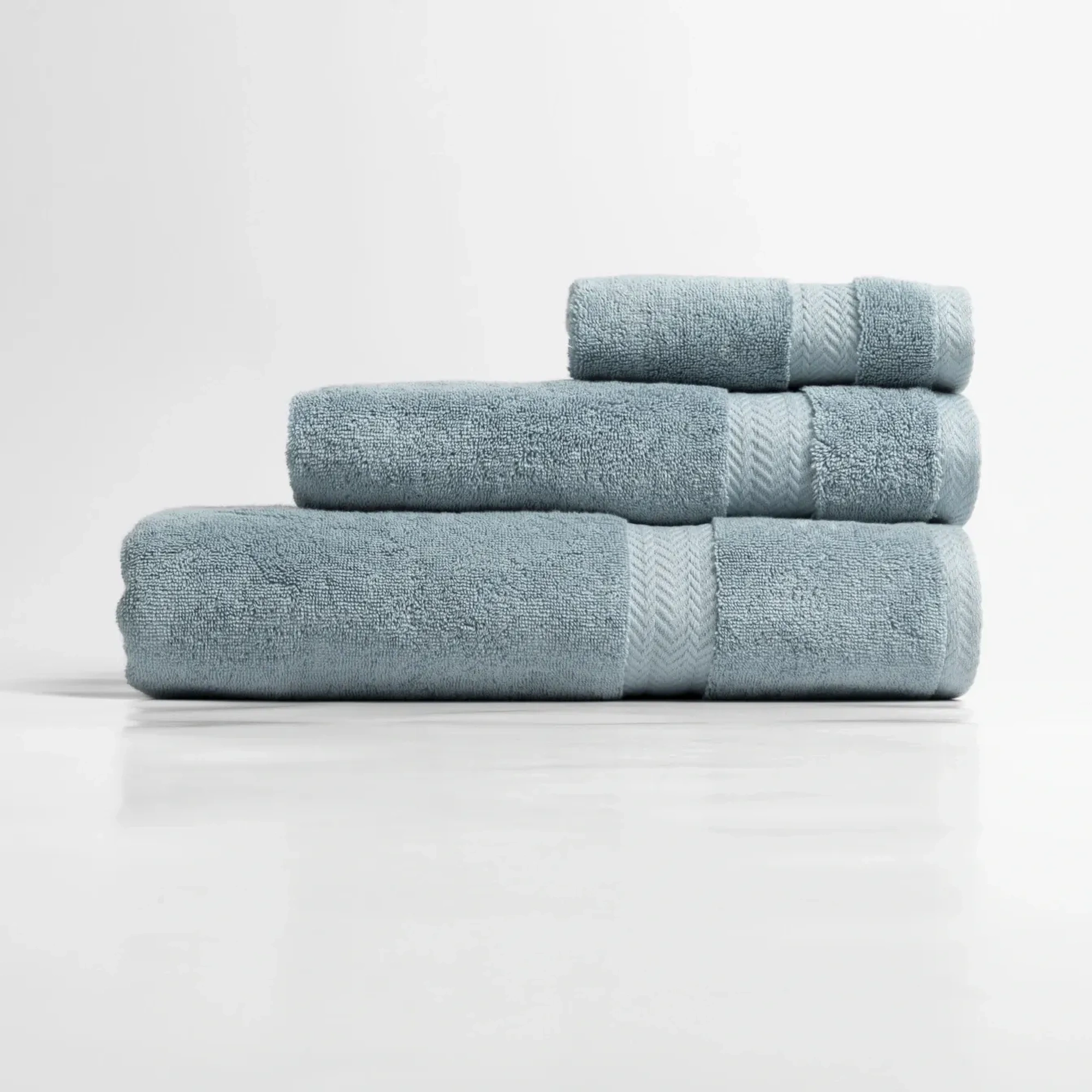 Qua Home Laure Penye Pamuk Banyo Havlusu Mavi 90x150 cm