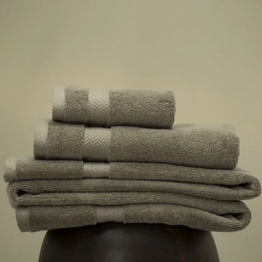  Qua Home Laure Penye Pamuk Banyo Havlusu Taş 90x150 cm