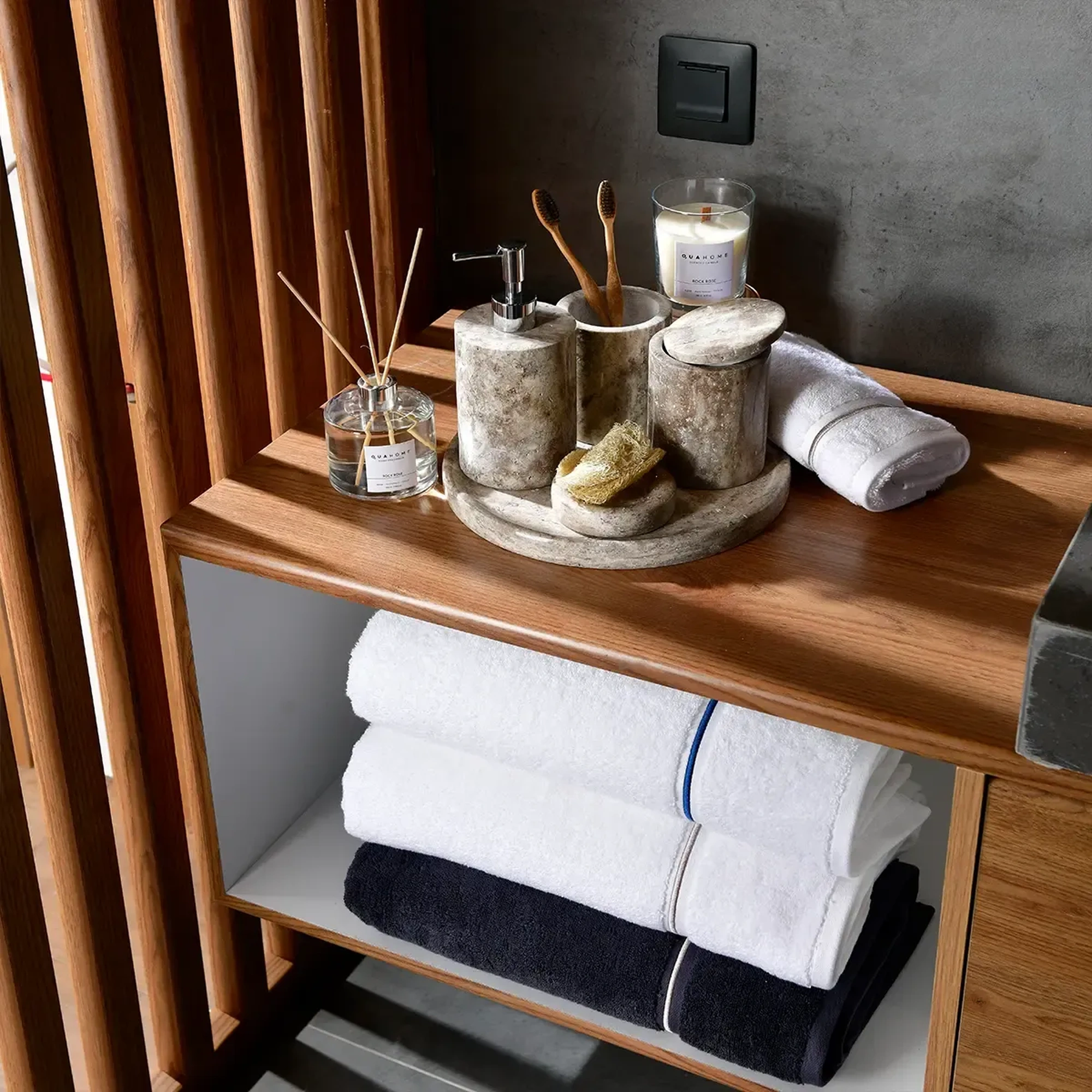 Qua Home Petunia Pima Pamuk Banyo Havlusu Antrasit 90x150 cm