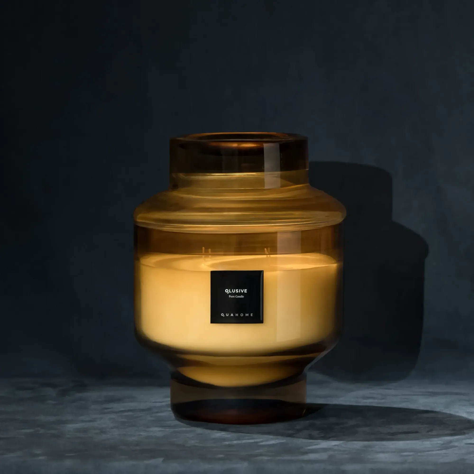  Qua Home Lois Cam Kapaklı Amber Mum 1000 Gr