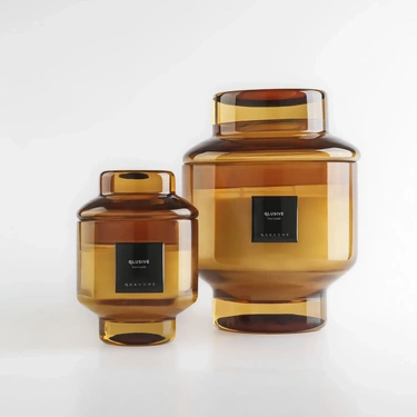  Qua Home Lois Cam Kapaklı Amber Mum 350 Gr