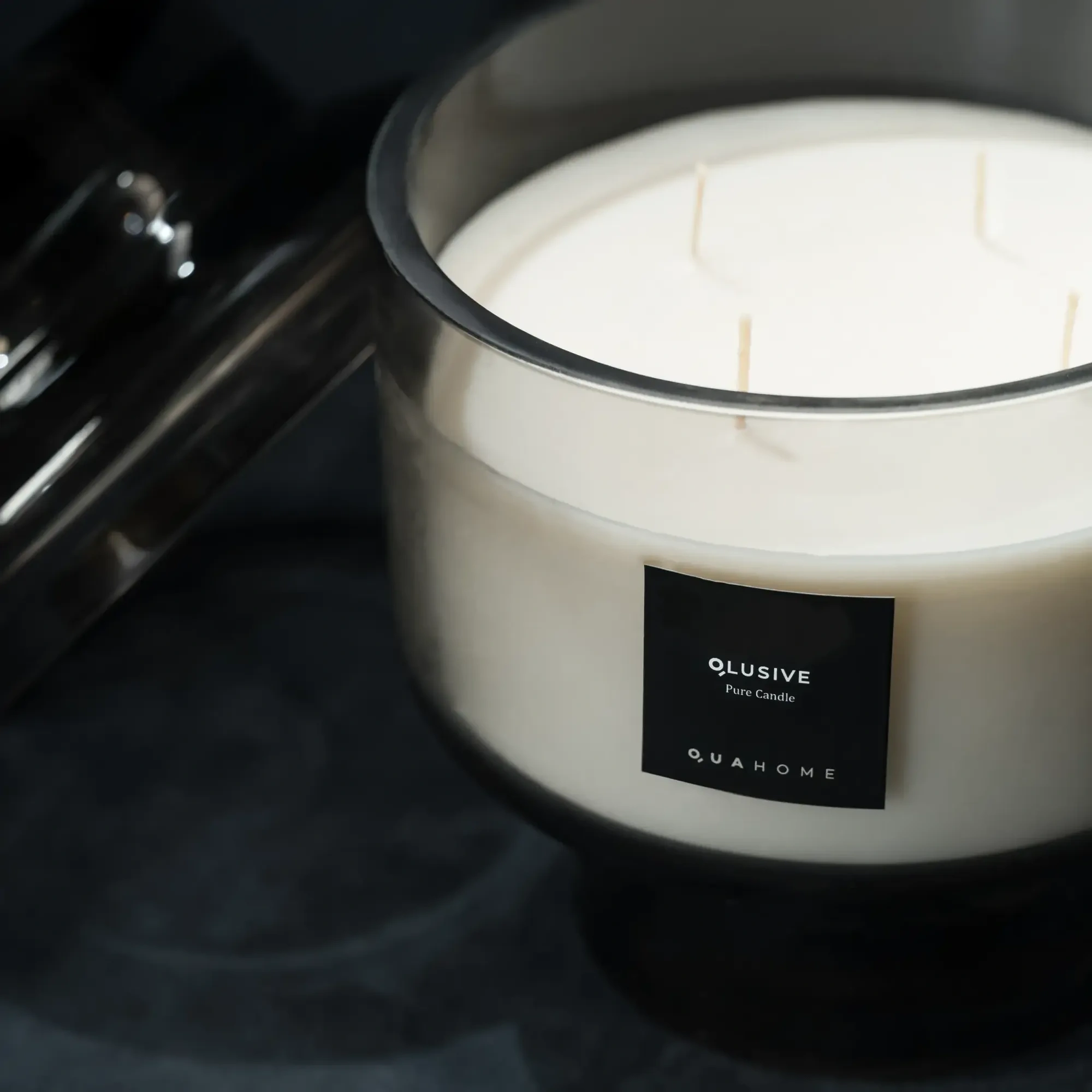 Qua Home Lois Cam Kapaklı Antrasit Mum 1000 Gr