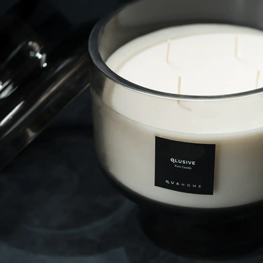  Qua Home Lois Cam Kapaklı Antrasit Mum 1000 Gr