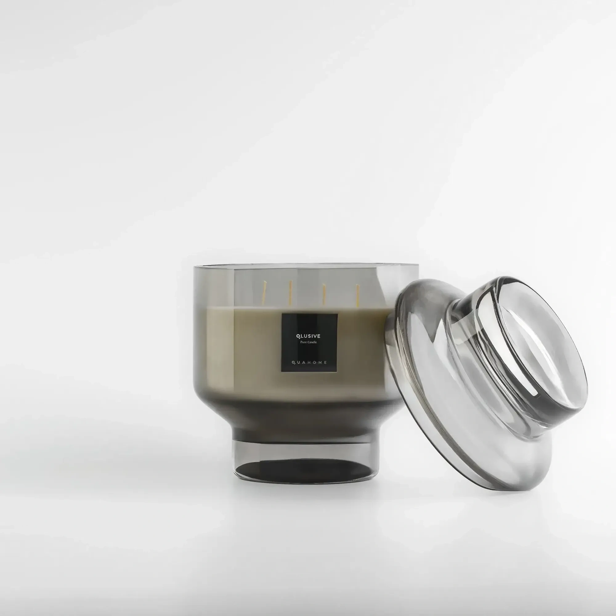 Qua Home Lois Cam Kapaklı Antrasit Mum 1000 Gr