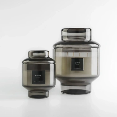  Qua Home Lois Cam Kapaklı Antrasit Mum 1000 Gr