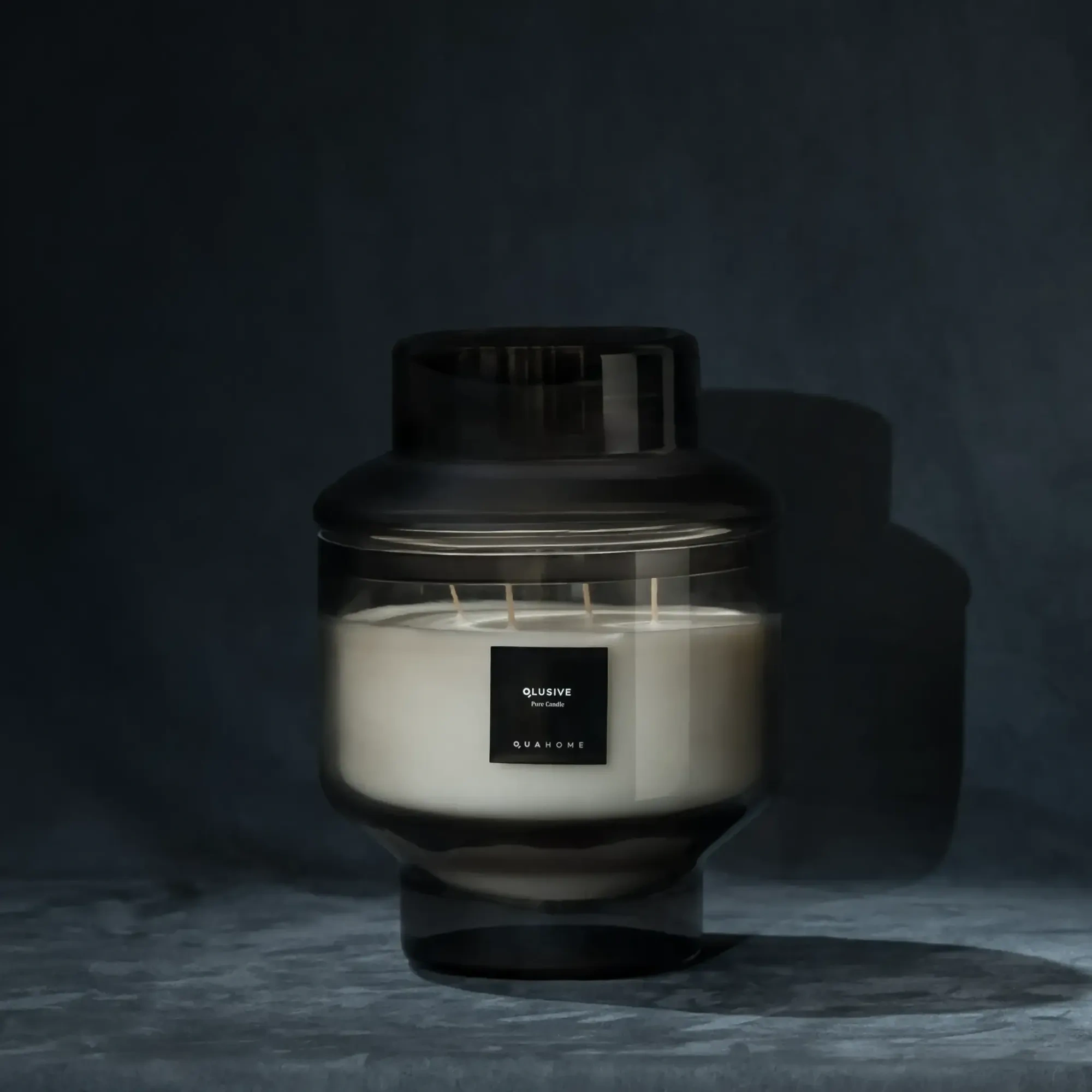 Qua Home Lois Cam Kapaklı Antrasit Mum 1000 Gr