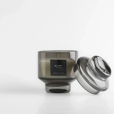  Qua Home Lois Cam Kapaklı Antrasit Mum 350 Gr