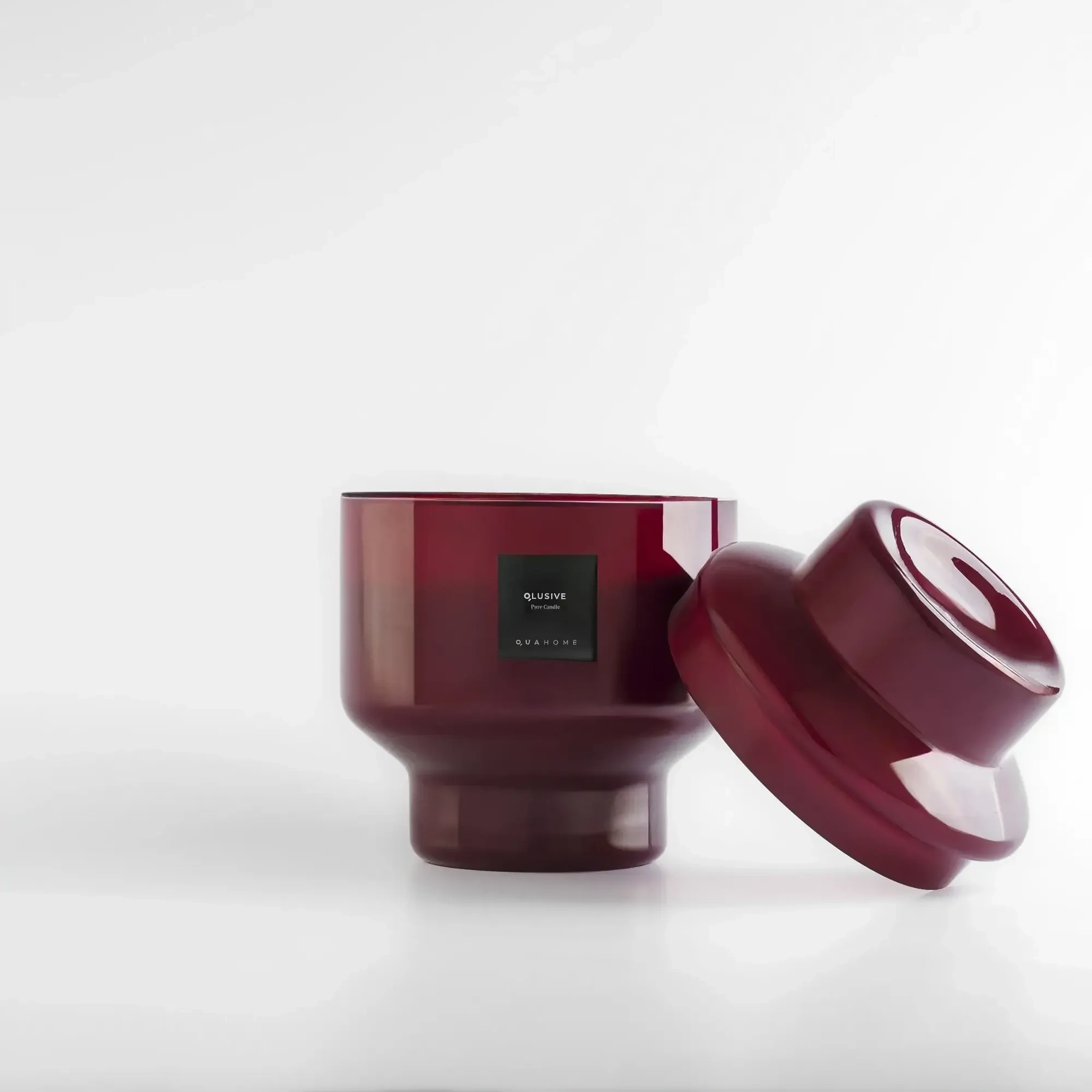 Qua Home Lois Cam Kapaklı Bordo Mum 1000 Gr