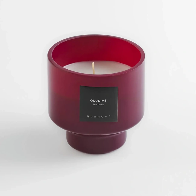  Qua Home Lois Cam Kapaklı Bordo Mum 350 Gr