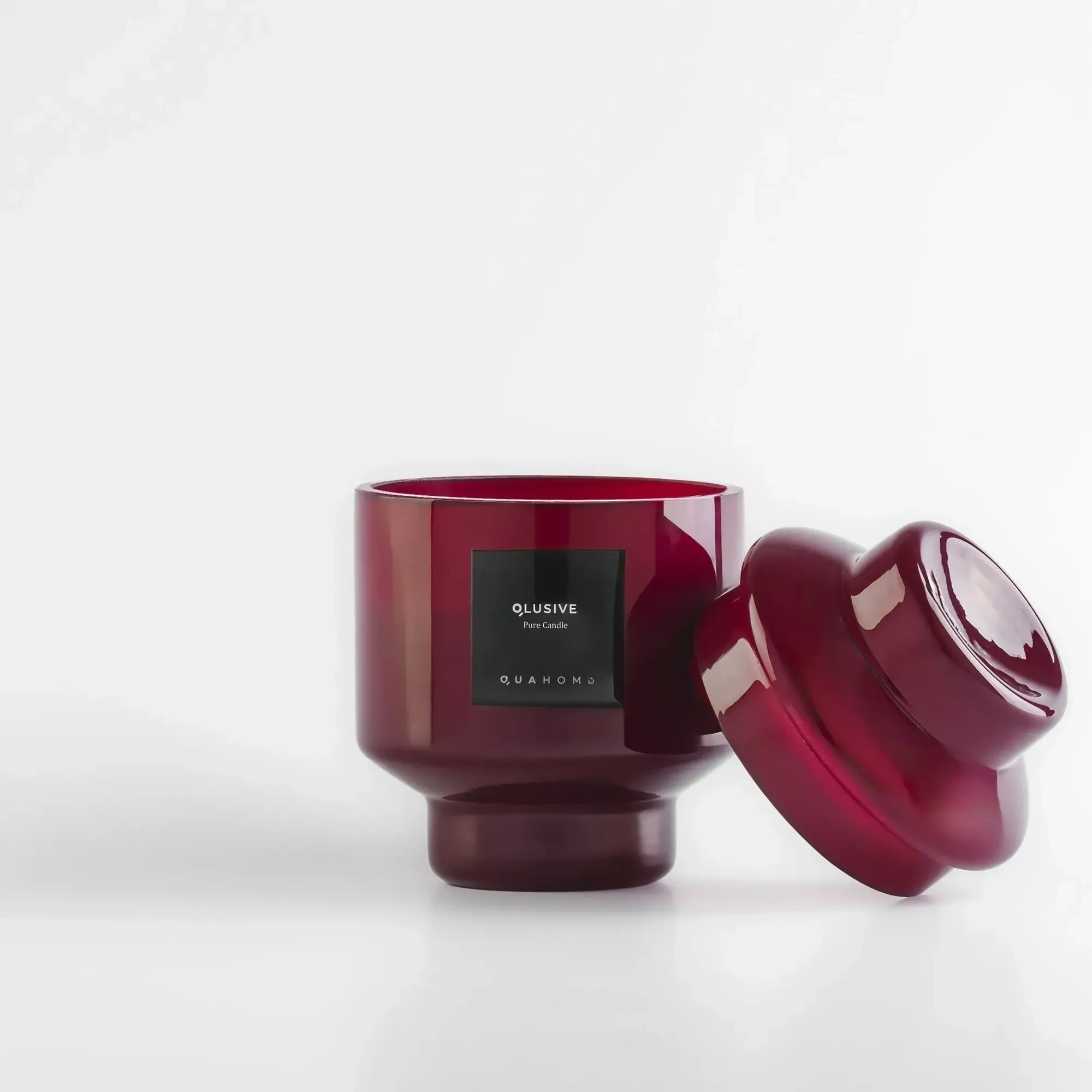 Qua Home Lois Cam Kapaklı Bordo Mum 350 Gr