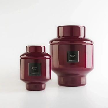  Qua Home Lois Cam Kapaklı Bordo Mum 350 Gr