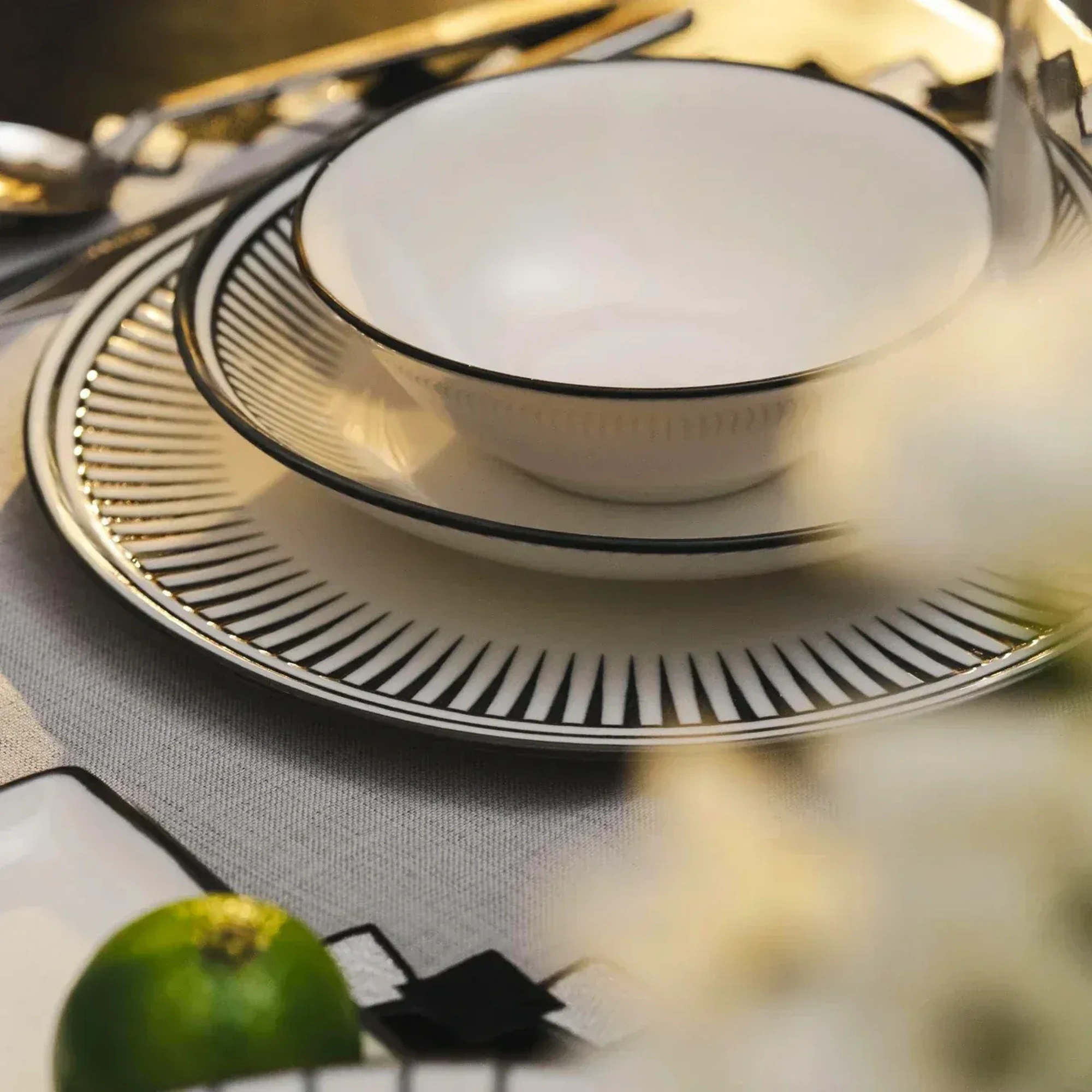 Qua Home Aspen Siyah Çizgili Kase 16 cm