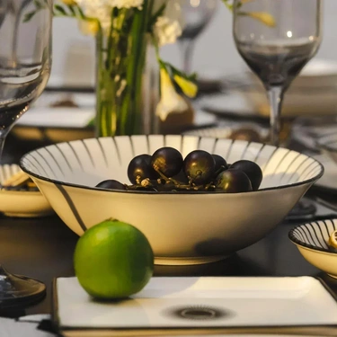  Qua Home Aspen Siyah Çizgili Salata Kasesi 25 cm