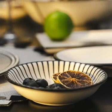  Qua Home Aspen Siyah Çizgili Servis Kasesi 11 cm