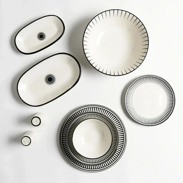  Qua Home Aspen Siyah Çizgili Servis Kasesi 11 cm