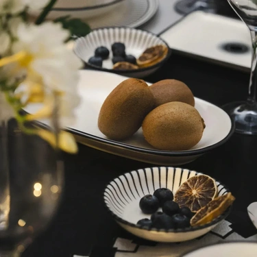  Qua Home Aspen Siyah Çizgili Servis Kasesi 11 cm