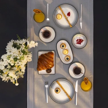  Qua Home Aspen Siyah Çizgili Servis Kasesi 11 cm