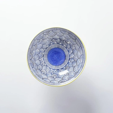  Qua Home Itzel Desenli Ayaklı Mavi Kase 25 cm