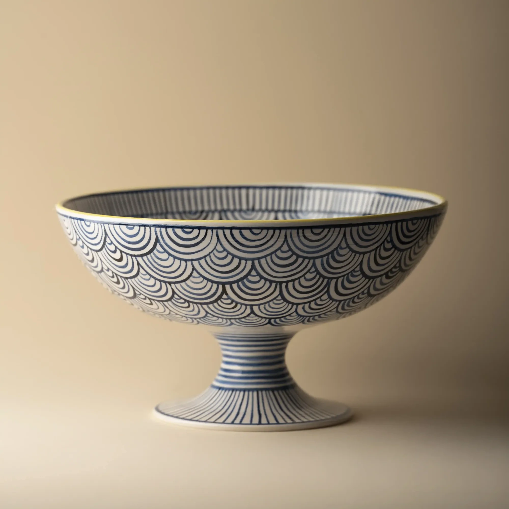 Qua Home Itzel Desenli Ayaklı Mavi Kase 25 cm