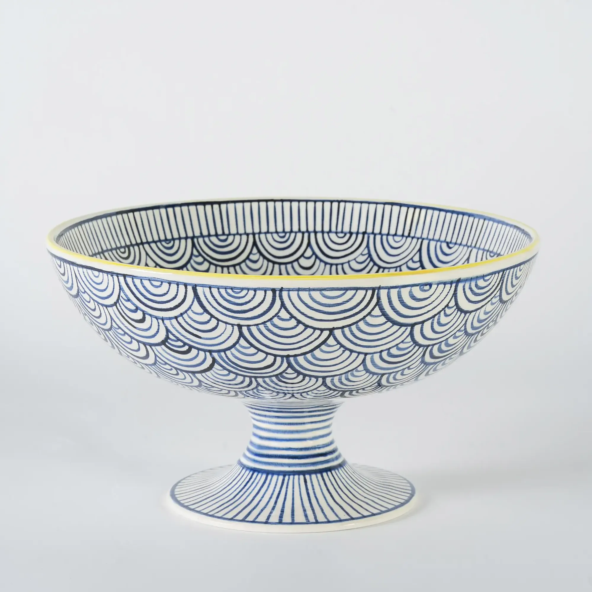  Qua Home Itzel Desenli Ayaklı Mavi Kase 25 cm