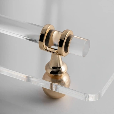  Qua Home Etser Pirinç Kulp Detaylı Pleksi Tepsi 40x17 cm