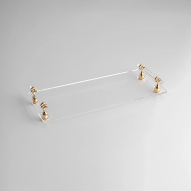  Qua Home Etser Pirinç Kulp Detaylı Pleksi Tepsi 40x17 cm