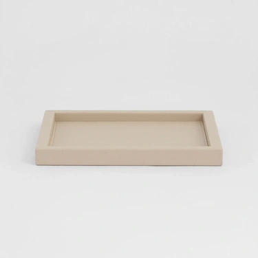  Qua Home Rita Dekoratif Deri Tepsi Krem 22x22x2,5 cm