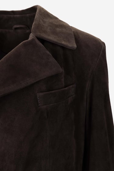  Valmenti Kadın Hakiki Deri Kahverengi Süet Deri Mont