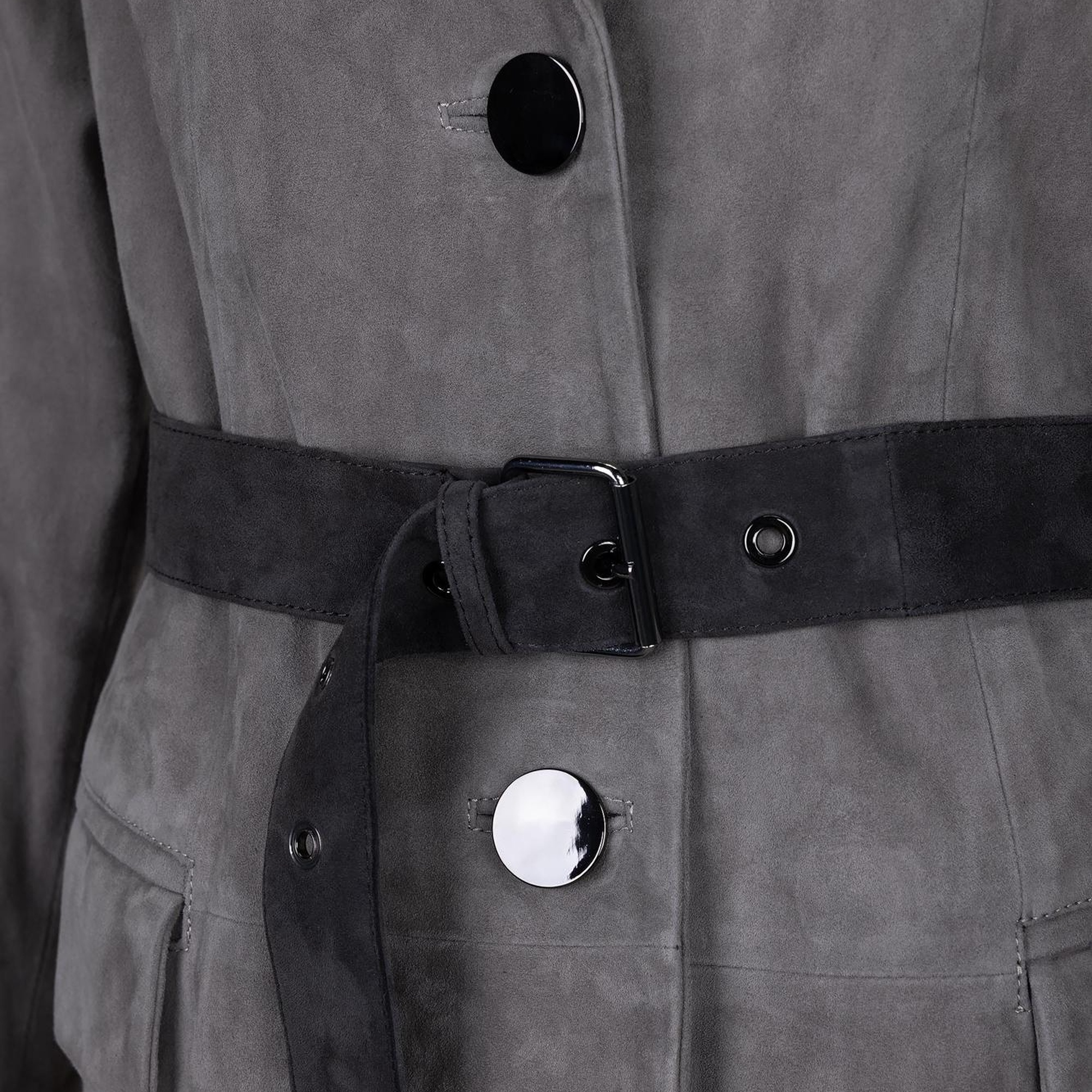 Valmenti Kadın Gri Hakiki Deri Deri Mont