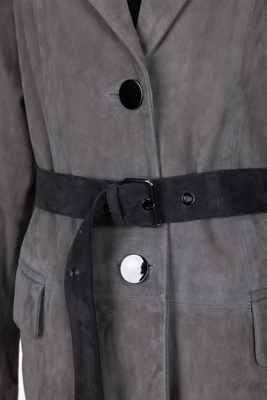  Valmenti Kadın Gri Hakiki Deri Deri Mont