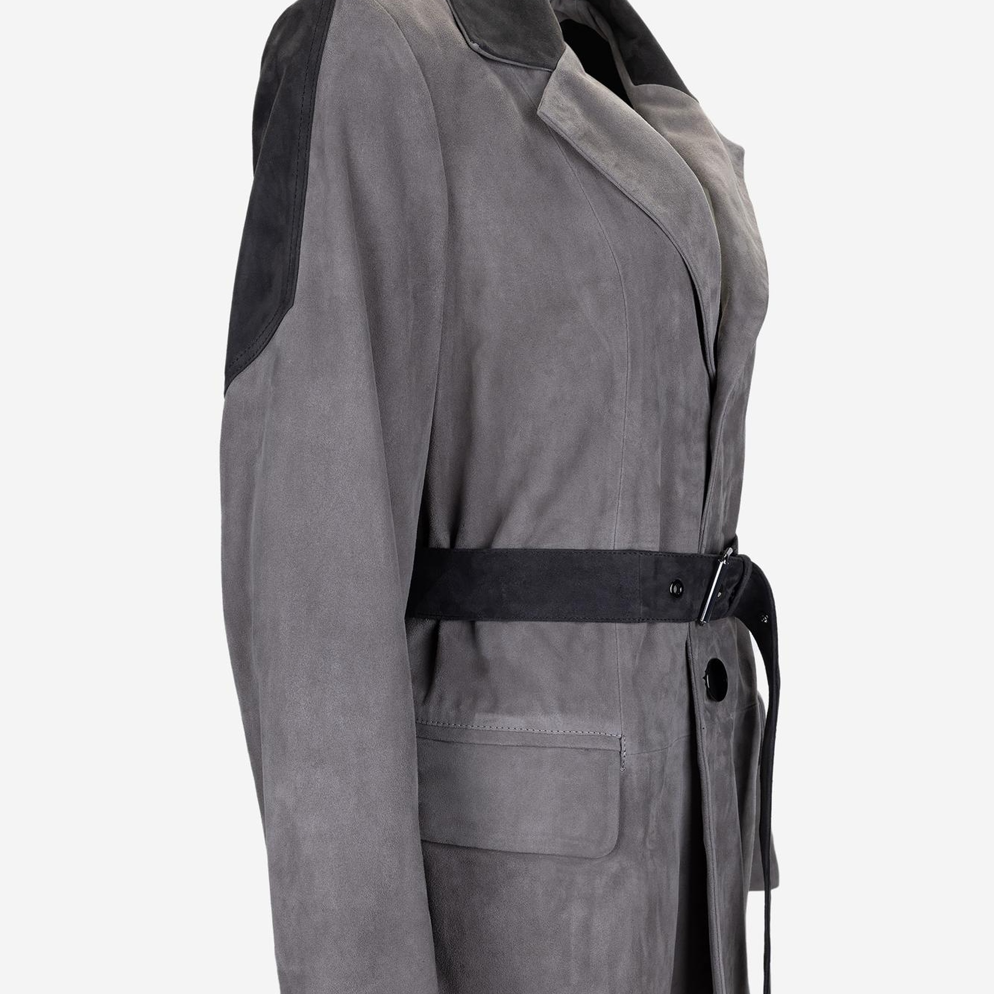 Valmenti Kadın Gri Hakiki Deri Deri Mont