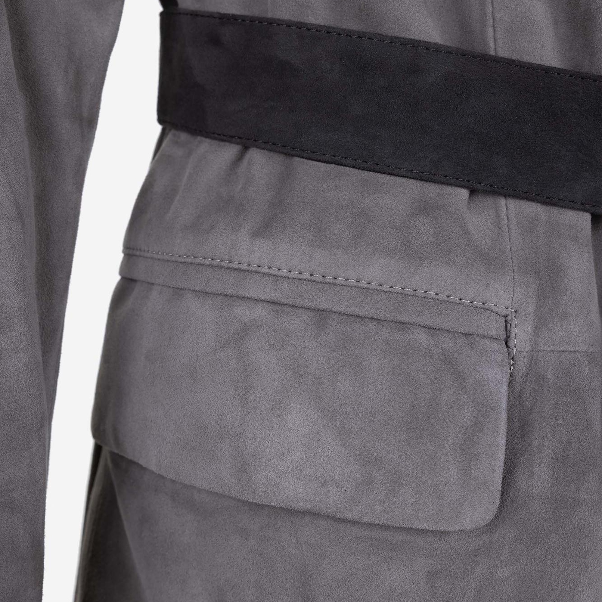 Valmenti Kadın Gri Hakiki Deri Deri Mont