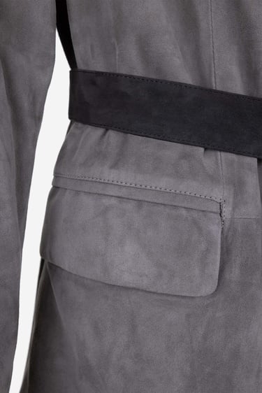  Valmenti Kadın Gri Hakiki Deri Deri Mont