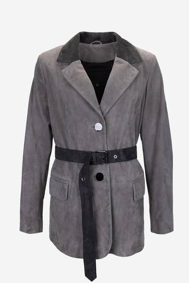  Valmenti Kadın Gri Hakiki Deri Deri Mont