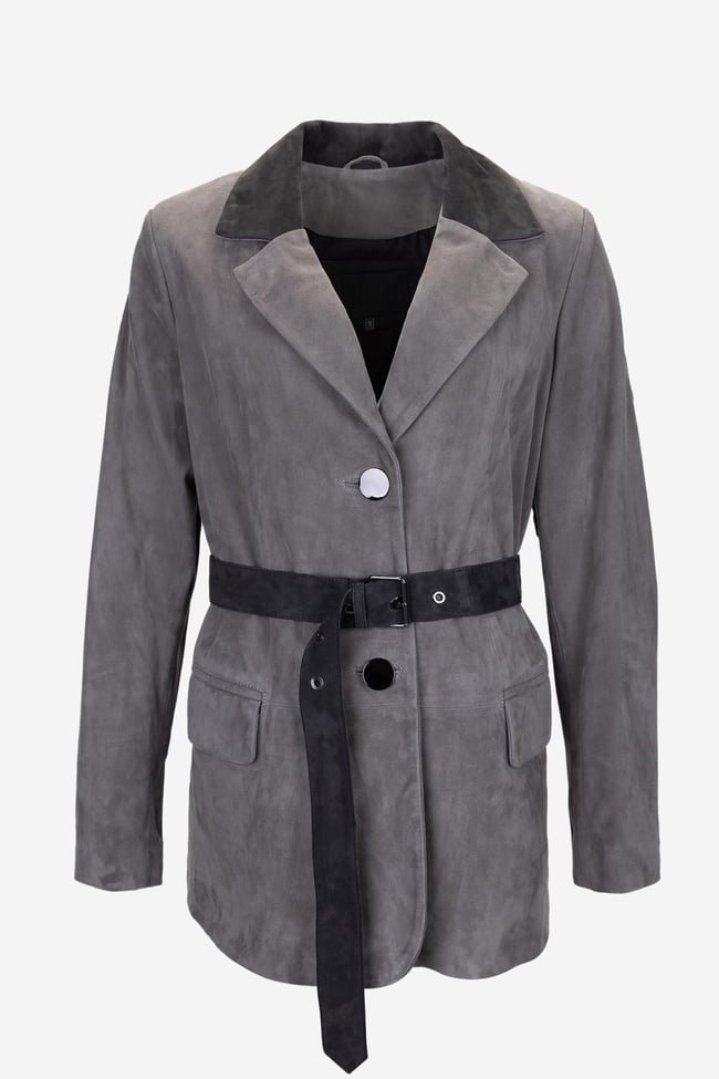  Valmenti Kadın Gri Hakiki Deri Deri Mont