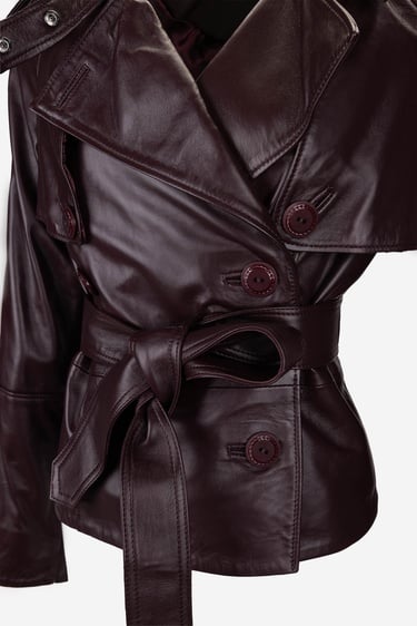  Valmenti Kadın Bordo Hakiki Deri Deri Mont