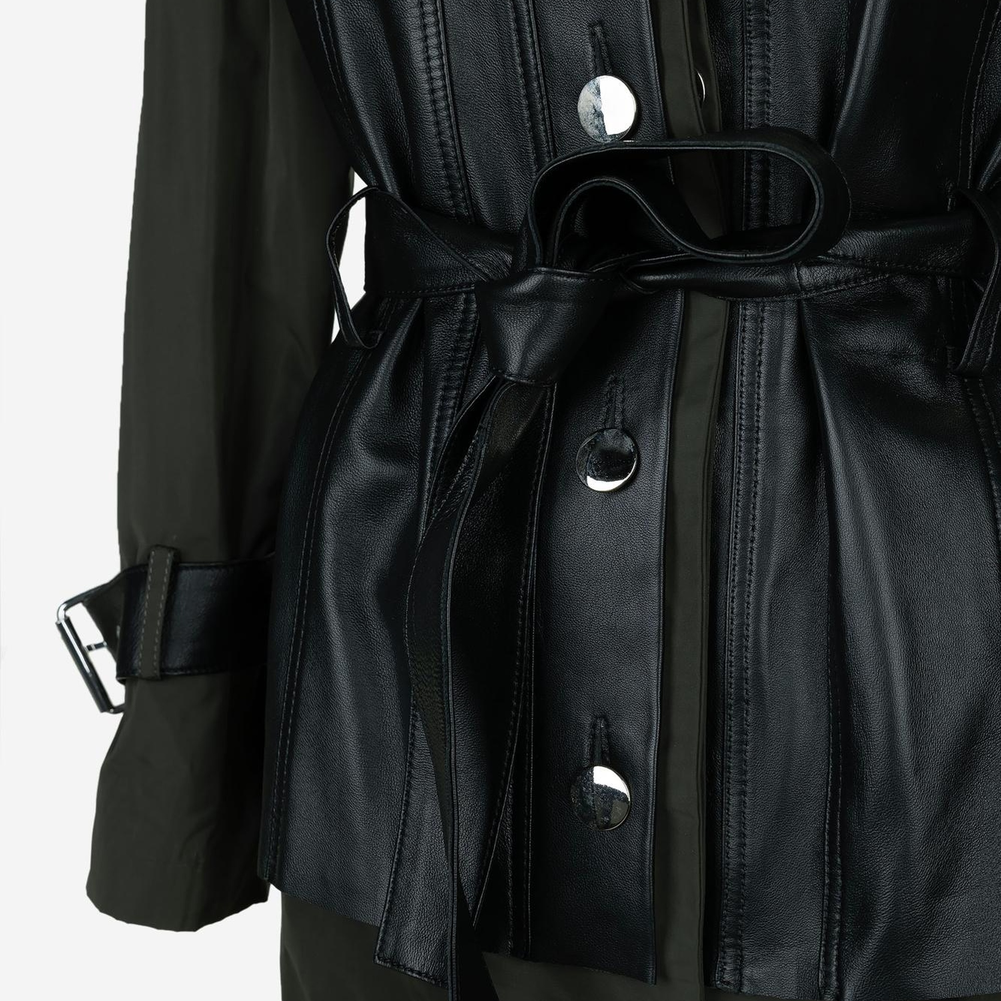 Valmenti Kadın Hakiki Deri Haki Süet Deri Mont