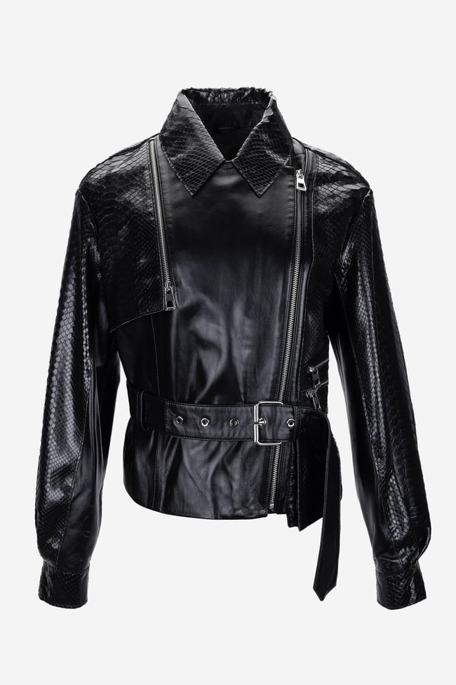  Valmenti Kadın Hakiki Deri Siyah Deri Mont