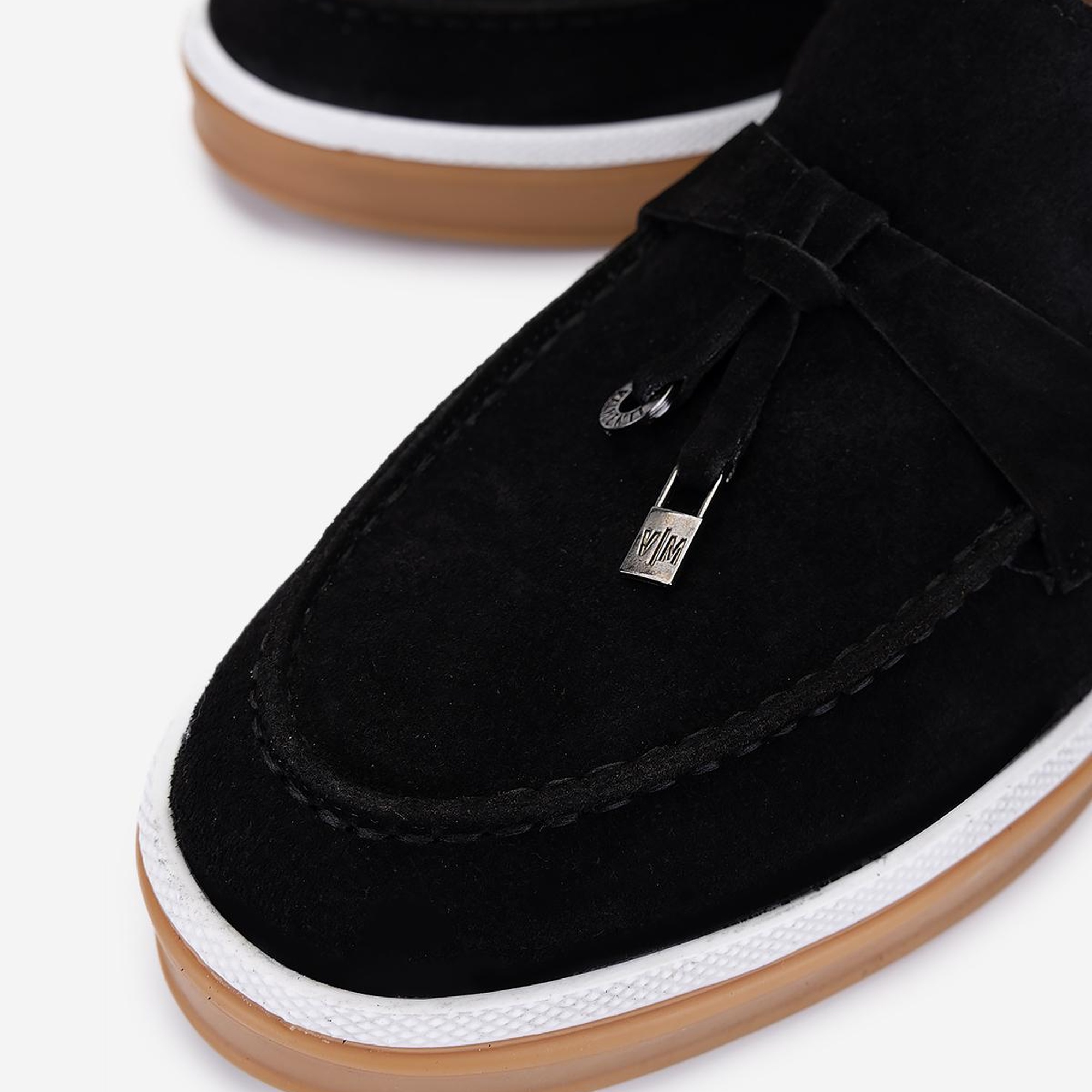 Valmenti Erkek Hakiki Deri Siyah Süet Loafer Ayakkabı