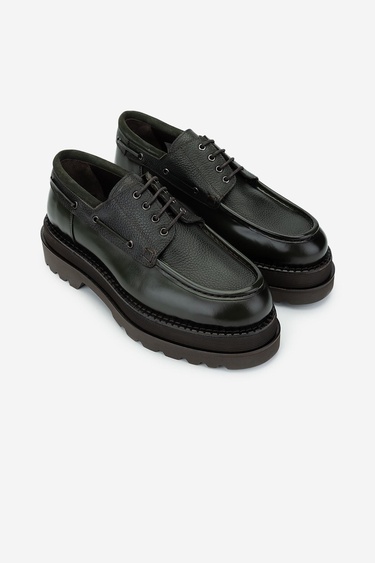  Valmenti Erkek Haki Hakiki Deri Casual Ayakkabı