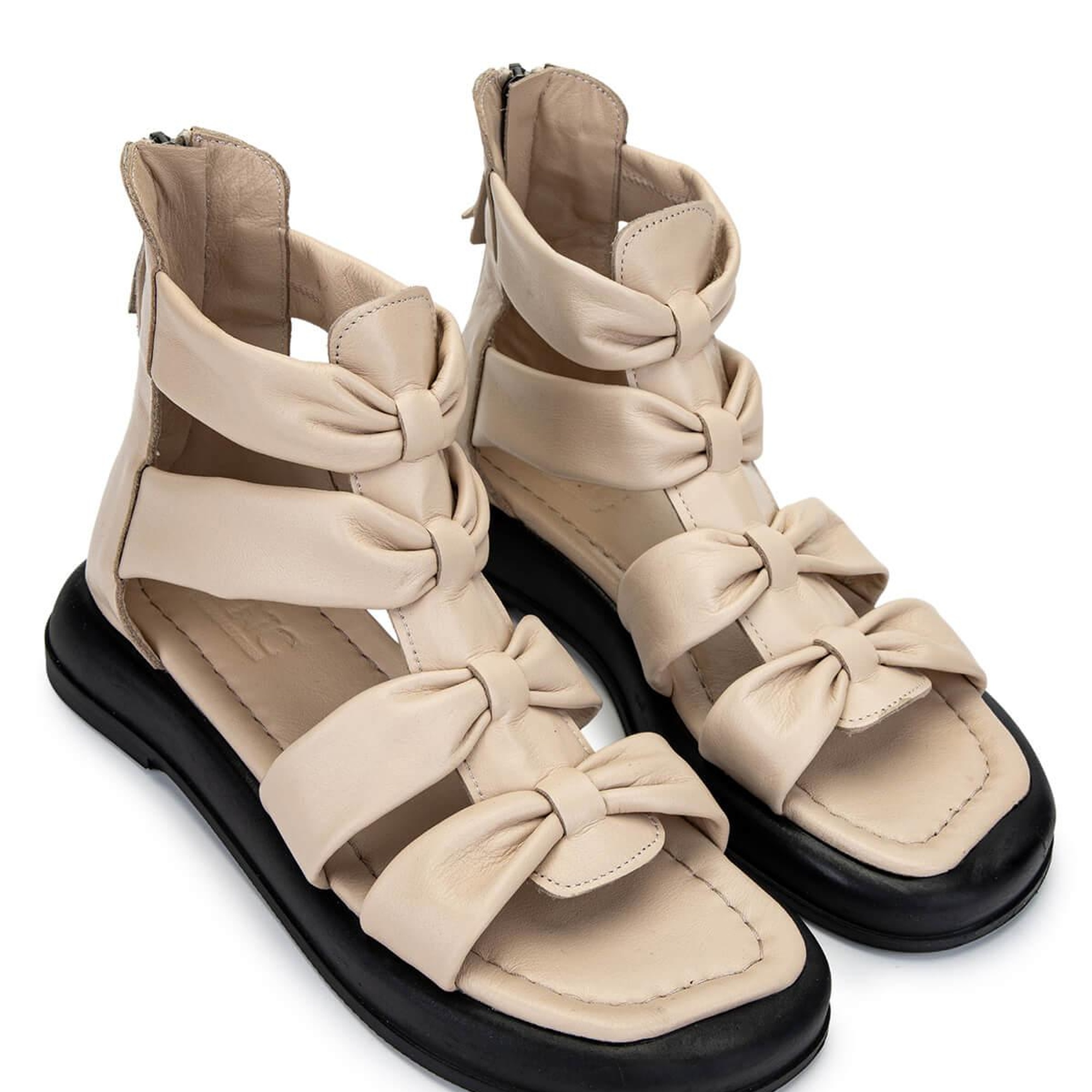 Tamer Tanca Kadın Hakiki Deri Bej Düz Sandalet