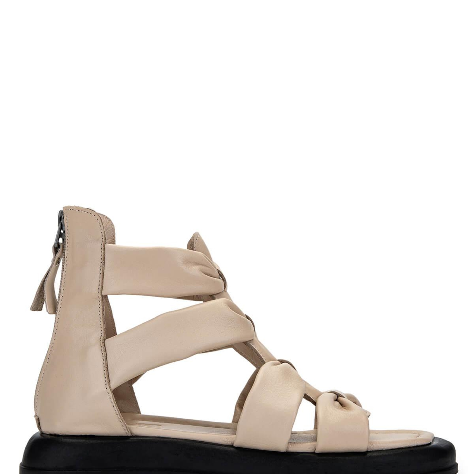 Tamer Tanca Kadın Hakiki Deri Bej Düz Sandalet