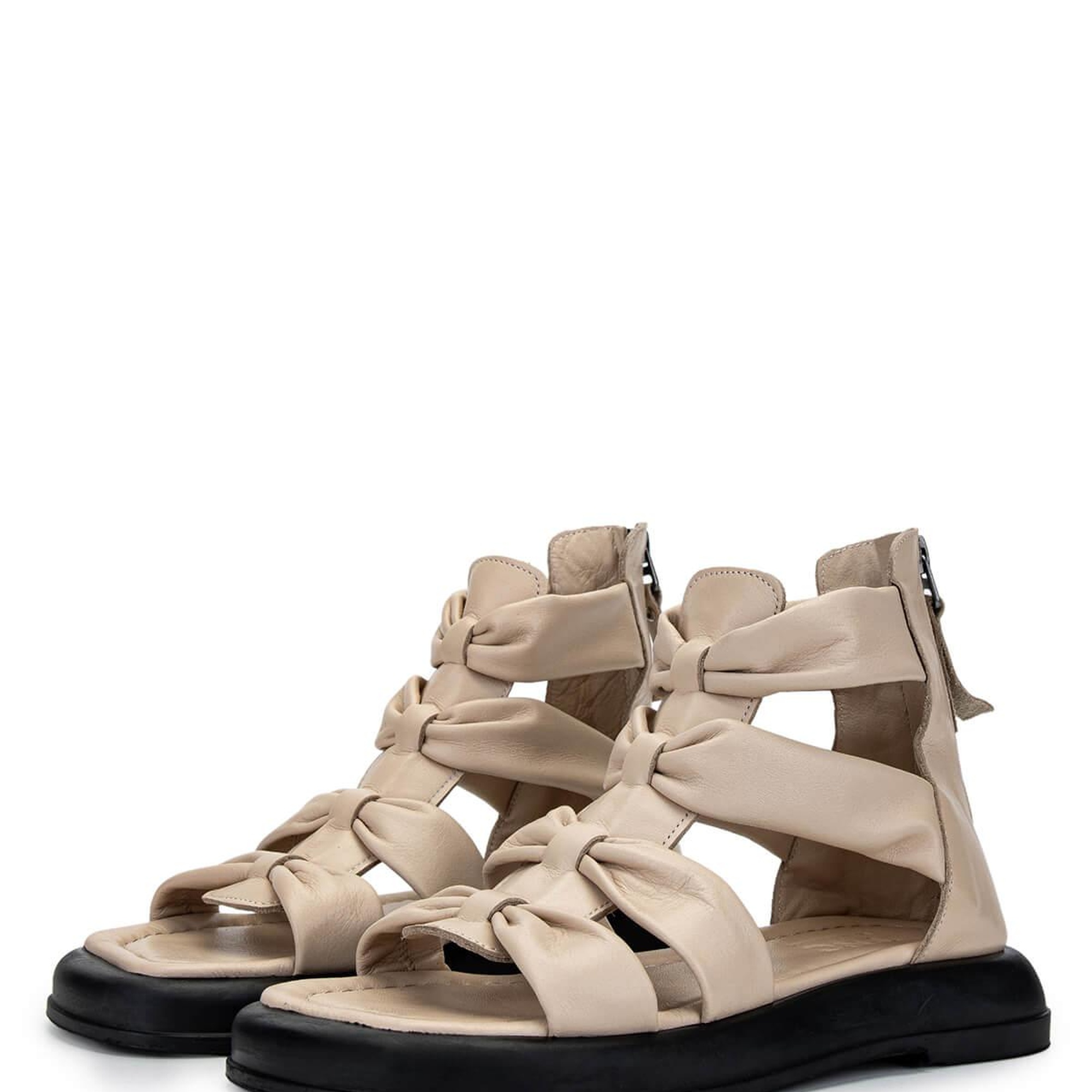 Tamer Tanca Kadın Hakiki Deri Bej Düz Sandalet