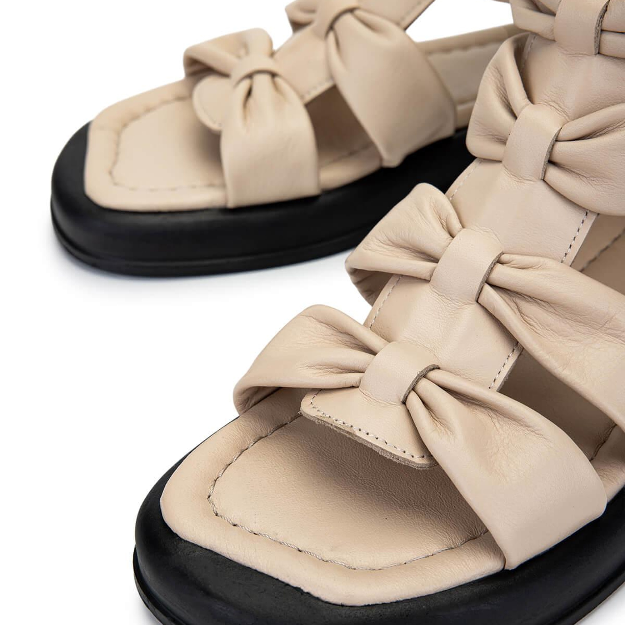 Tamer Tanca Kadın Hakiki Deri Bej Düz Sandalet