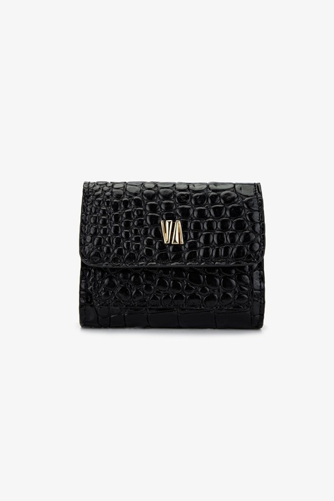  Valmenti Kadın Hakiki Deri Siyah Kroko Cüzdan